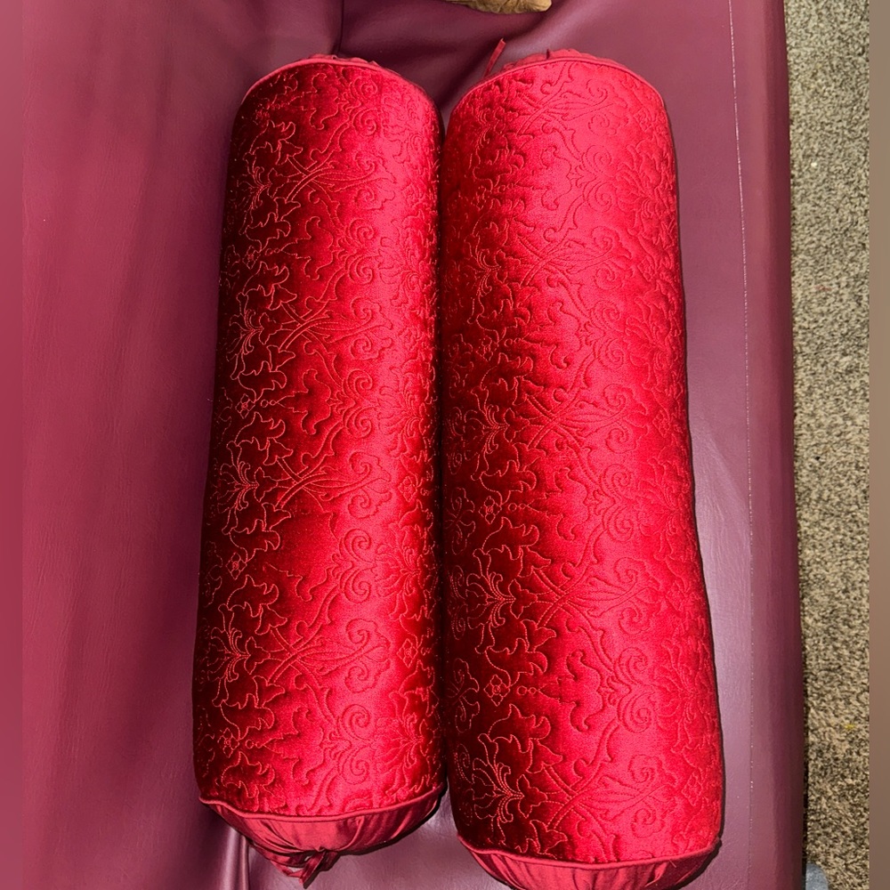 Luxury Velvet Ornate Scroll Decorative Pillow, 8" x 24"